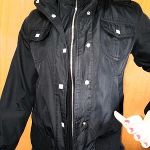 ✨ Chanel Black Bomber Jacket M (Runs Small) | Logo Buttons | 2 Looks in 1! ✨